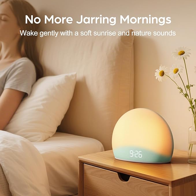 HOUSBAY Sunrise Alarm Clock, 20 Soothing Sleep Aids, Dimmable Display, - Image 4