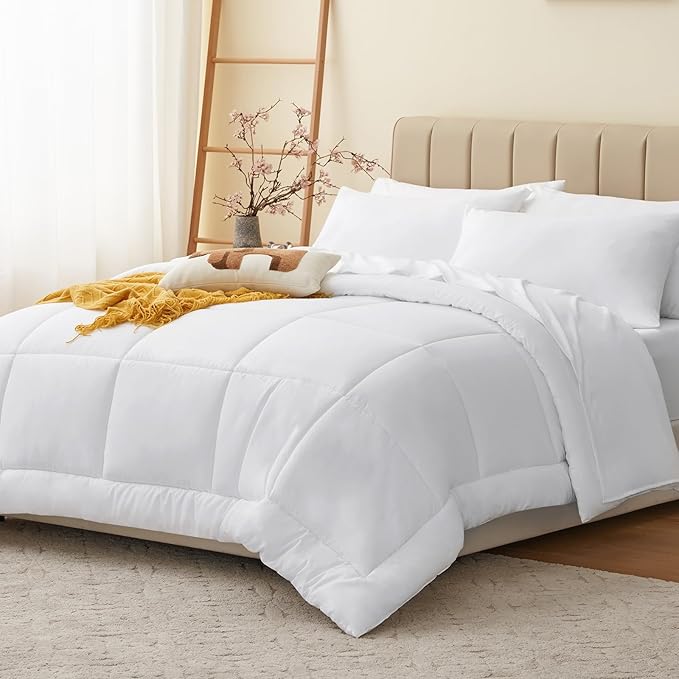CozyLux Full Size Comforter Sets White, 7 Pieces Bed in a Bag, All Season - Image 7