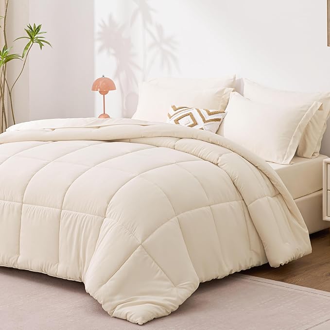 Love's cabin Twin Comforter Set Beige, 5 Pieces Twin Bed in a Bag, All Season - Image 2