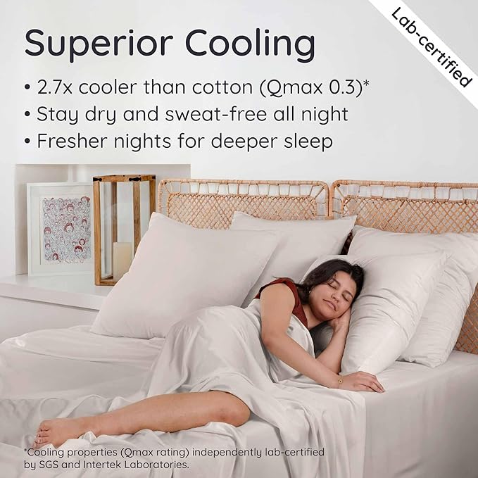 Bambaw 100% Viscose Derived from Bamboo Fitted Sheet Queen Size, Cooling Fitted - Image 3