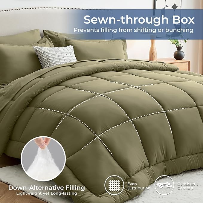 Sasttie Queen Comforter Set, 7 Pieces Bed in a Bag Queen, Complete Bedding Set - Image 3