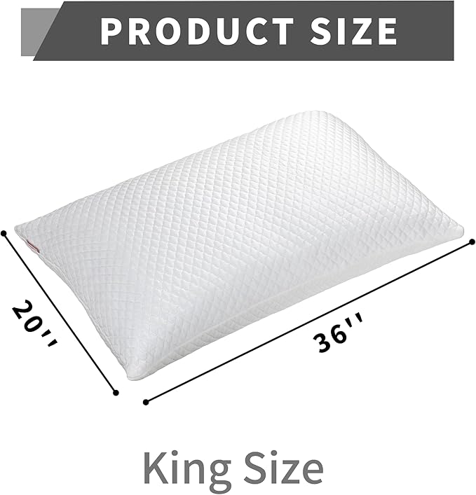 Cooling Pillow for Sleeping King Size Set of 2, Shredded Memory Foam Pillows - Image 4