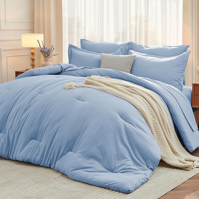 MUXHOMO 7 Pieces Queen Comforter Set, Soft Bed in a Bag Queen Size, All Season by MUXHOMO