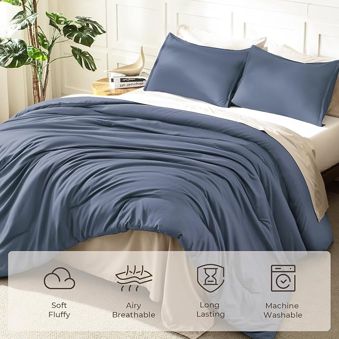 Litanika Comforters Bluish Grey Twin/Twin XL Size, 2 Pieces Lightweight Solid - Image 3