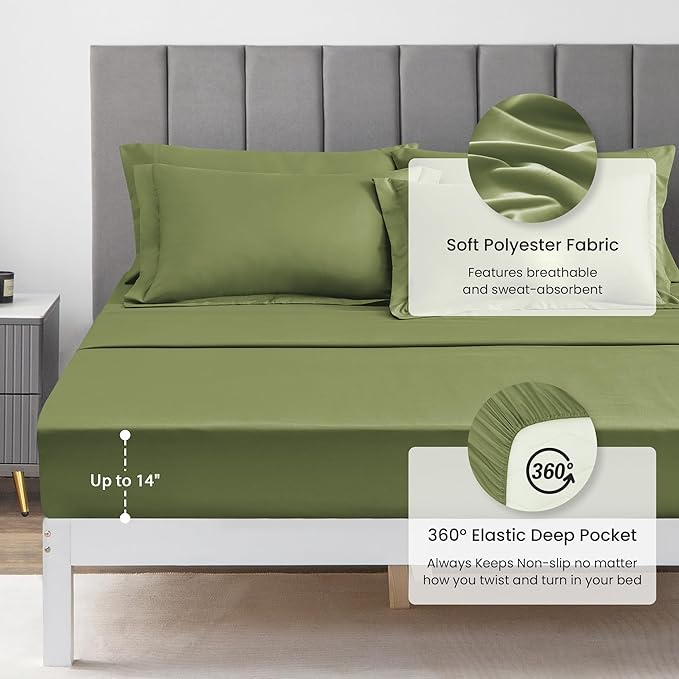 Love's cabin Full Comforter Set Olive Green, 7 Pieces Full Bed in a Bag - Image 4