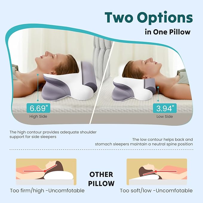 DUMOS Cervical Neck Pillow for Sleeping, Cooling Ergonomic Memory Foam Pillow - Image 4