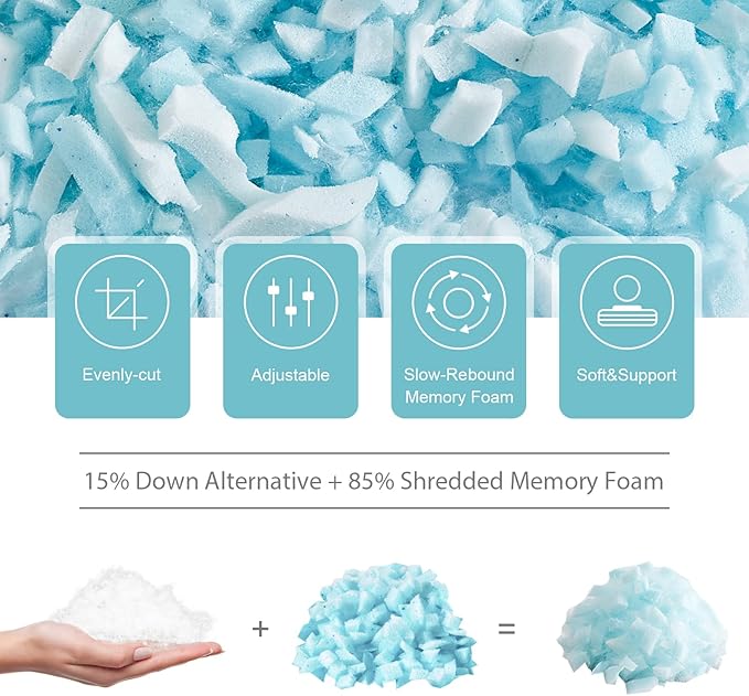 Meoflaw Cooling Pillows King Size Set of 2, Shredded Memory Foam Bed Pillows - Image 2