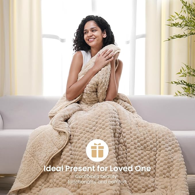 Drewin Weighted Blanket for Adults Queen Size 15lbs, Soft Fuzzy Turtleback - Image 7