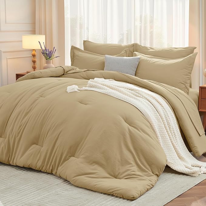 MUXHOMO 7 Pieces Full Comforter Set, Soft Bed in a Bag Full Size, All Season by MUXHOMO