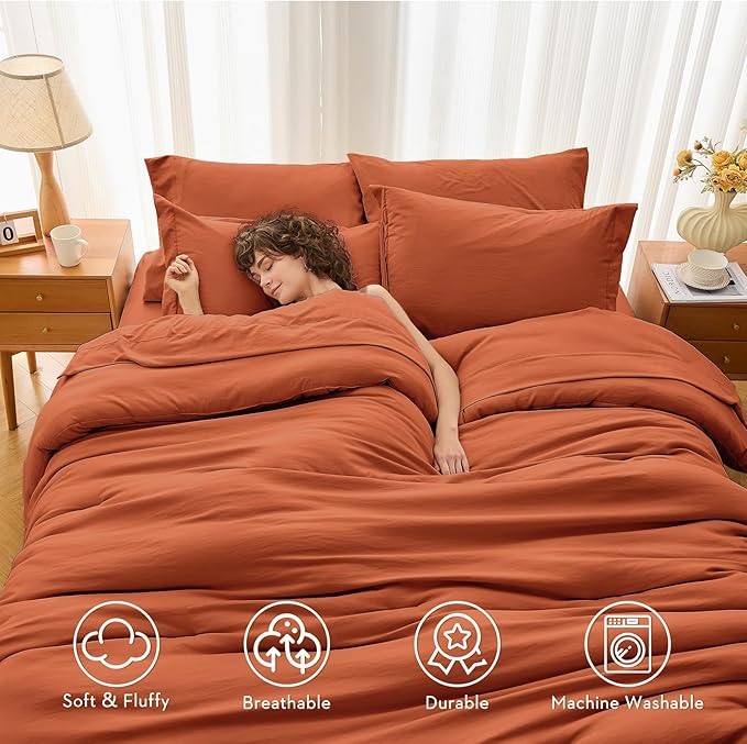 MUXHOMO 7 Pieces Full Comforter Set, Soft Bed in a Bag Full Size, All Season - Image 2
