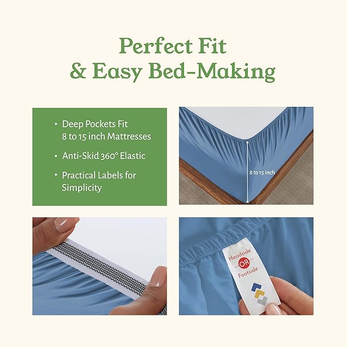 California Design Den Soft 100% Organic Cotton Sheets Full Size Bed Set - Image 5