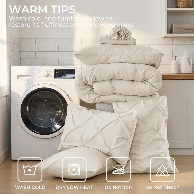 Sasttie Twin XL Comforter Set, 5-Piece Bed in a Bag, Pintuck Bedding Sets - Image 9