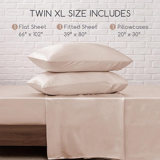 MR&HM Satin Bed Sheets, Twin XL Size Sheets Set - Image 7