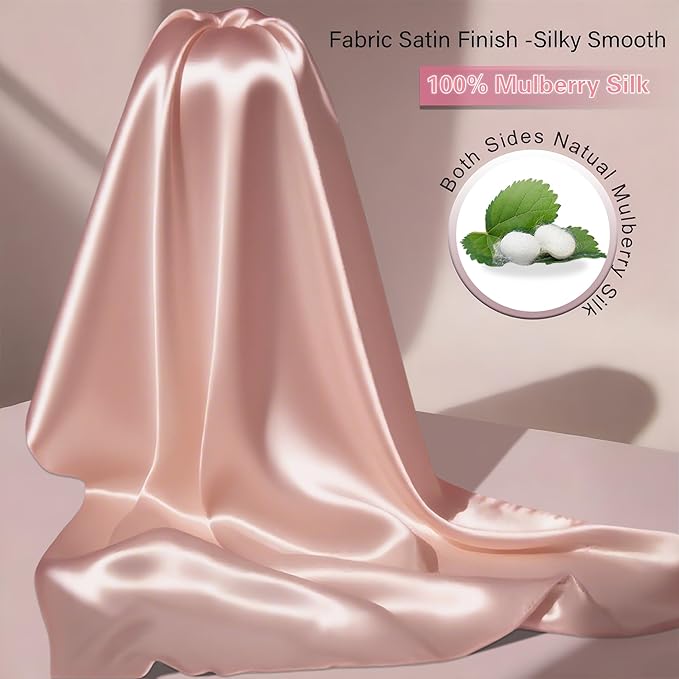 Mulberry Silk King Size Pillow Cases Set of 2, Ultra Smooth Soft Breathable - Image 2