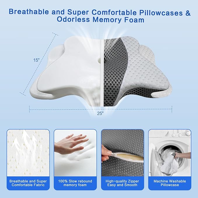 Pain Relief Cervical Pillow for Neck Support, Adjustable Ergonomic Pillow Cozy - Image 6