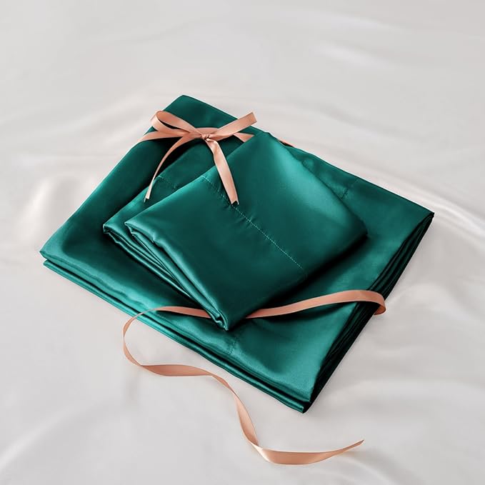 BEDELITE California King Sheets Set, Luxury Soft Teal Satin Sheets - Image 7