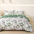 OAITE Duvet Cover Twin Size, Reversible Leaf White Duvet Cover Set by OAITE