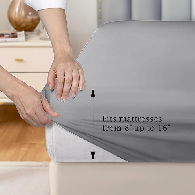 FreshCulture Pure Cotton Fitted Sheets California King Size, 300 Thread Count - Image 3