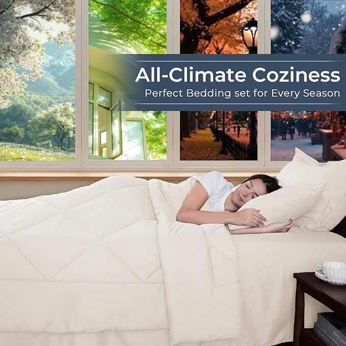HEVUMYI Ivory King Comforter Set - Image 3