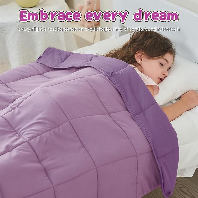 Purple Weighted Blanket Kids 5lbs, Cooling Heavy Throw Blanket - Image 2