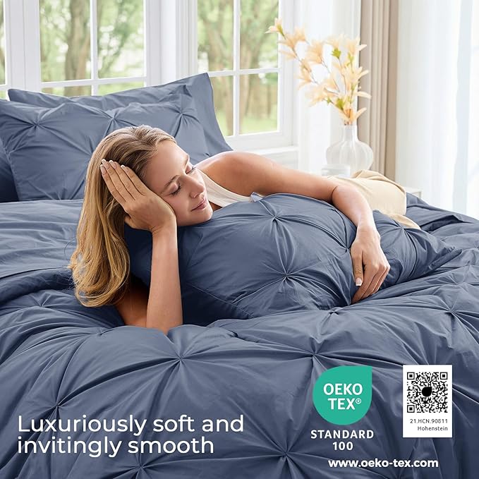 Sasttie California King Comforter Set, 7-Piece Bed in a Bag Cal King, Pintuck - Image 3