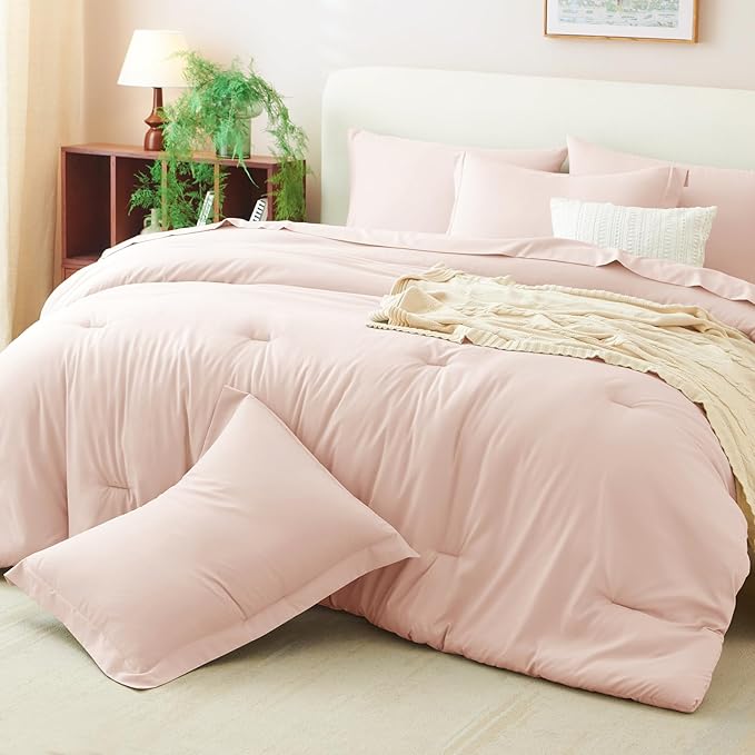 CozyLux Twin XL Comforter Set Blush Pink, 5 Pieces Bed in a Bag Twin Extra Long - Image 9
