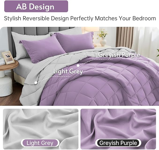 MUXHOMO 7 Pieces California King Comforter Set, Reversible Bed in a Bag Cal - Image 3