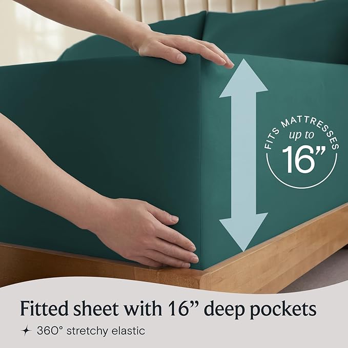 LuxClub 5 PC Split King Sheet Set, Breathable Luxury Bed Sheets, Deep Pockets - Image 6