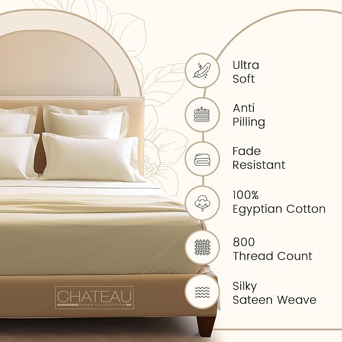 King Sheets Deep Pocket King Sheet Set, 100% Cotton Bed Sheets, 800TC 4PC - Image 5