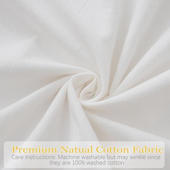 2 Pack Ruffle Throw Pillow Covers Farmhouse Off White Shabby Washed Cotton - Image 7