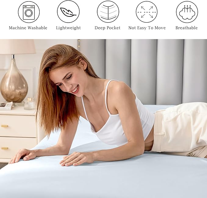 FreshCulture Pure Cotton Fitted Sheets Twin Size, 300 Thread Count Percale - Image 5