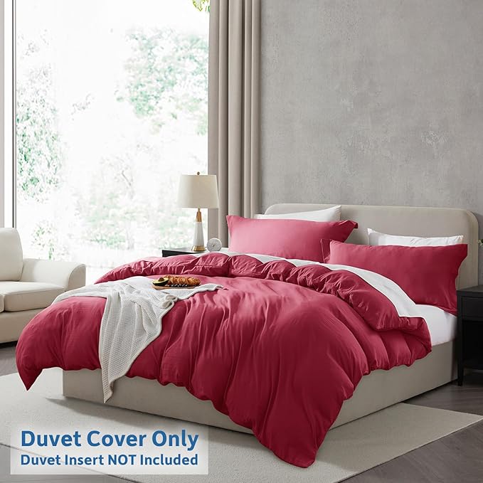 Nestl Burgundy Red California King Duvet Cover Sets - Image 2