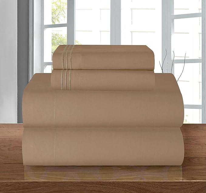 Elegant Comfort Luxury Soft 1500 Premier Hotel Quality 4-Piece Sheet Wrinkle - Image 2