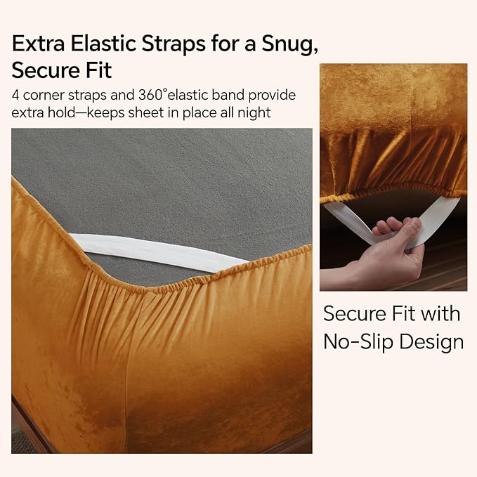BEDELITE Velvet Fitted Sheet and Pillowcase Set, Luxury Soft Fuzzy Bottom Sheet - Image 4