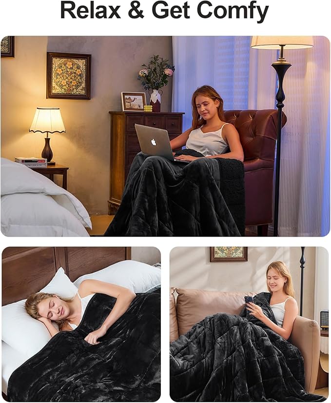 Super Fuzzy Soft Sherpa Fleece Weighted Blanket, 20 lbs Dual Sided Fluffy Heavy - Image 6