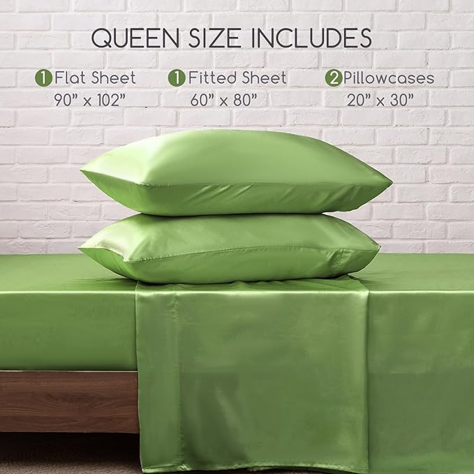 MR&HM Satin Bed Sheets, Queen Size Sheets Set - Image 7