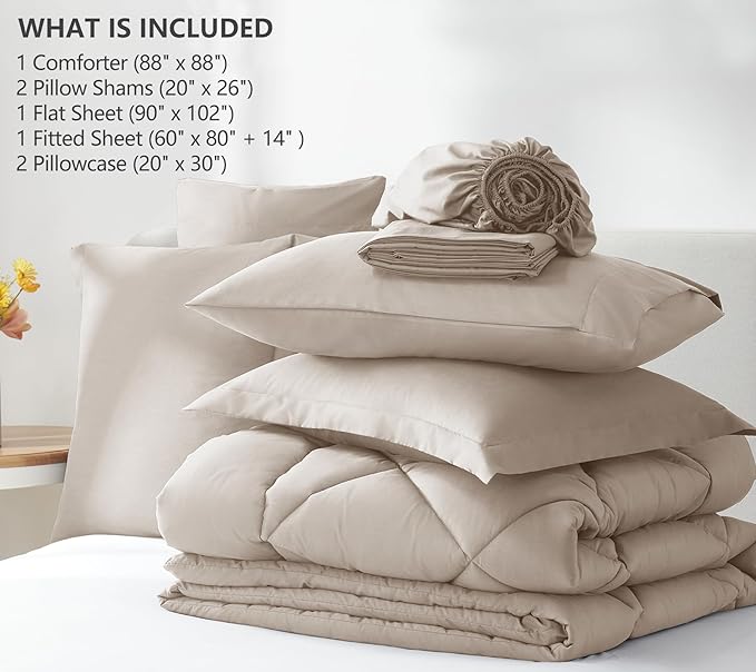 CozyLux Queen Comforter Set Linen - Image 6