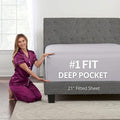 XL Twin Sheets Deep Pockets Fitted – Twin XL Fitted Sheets Only – 21” Fitted by DeaLuxeBedding