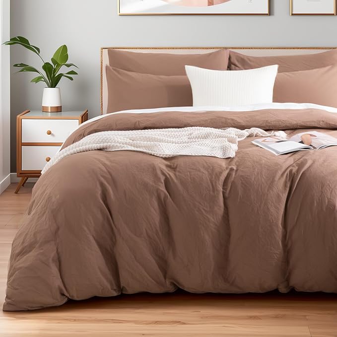 NEXHOME PRO Duvet Cover Set 100% Washed Cotton California King 104"x98" by NEXHOMEPRO