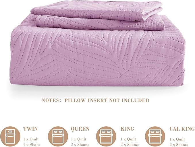Exclusivo Mezcla California King Quilt Bedding Set, Lightweight Lilac Quilts - Image 6
