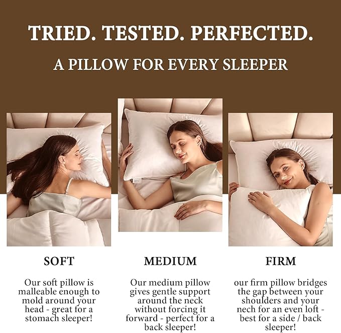 BHZ Goose Down Feather Standard/Queen Pillow, Luxury Hotel Collection Bed Pillow - Image 7