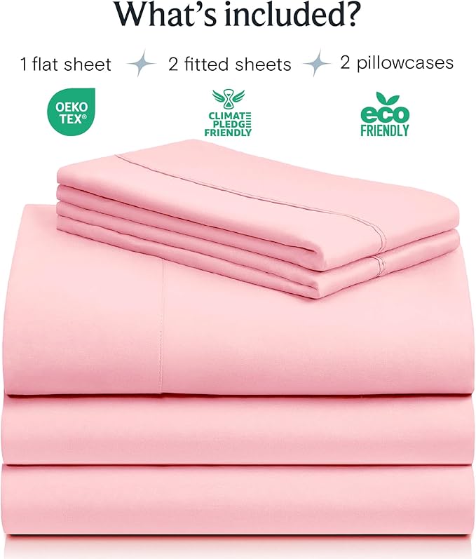 LuxClub 5 PC Split King Sheet Set, Deep Pockets Wrinkle Free Cooling Bed Sheets - Image 2