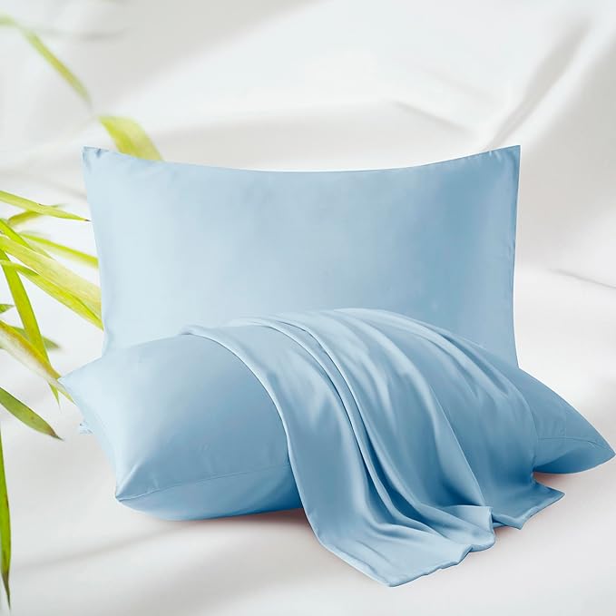 Bamboo Viscose Zippered Pillow Cases Standard Size Set of 2, 400 Thread Count by ZaizaiHome