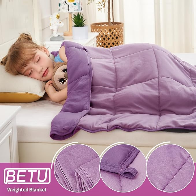 Purple Weighted Blanket Kids 5lbs, Cooling Heavy Throw Blanket - Image 5