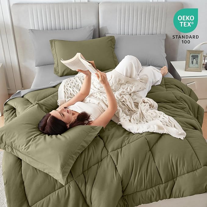 Sasttie Full Size Comforter Sets, 7 Pieces Reversible Bed in a Bag Full - Image 6