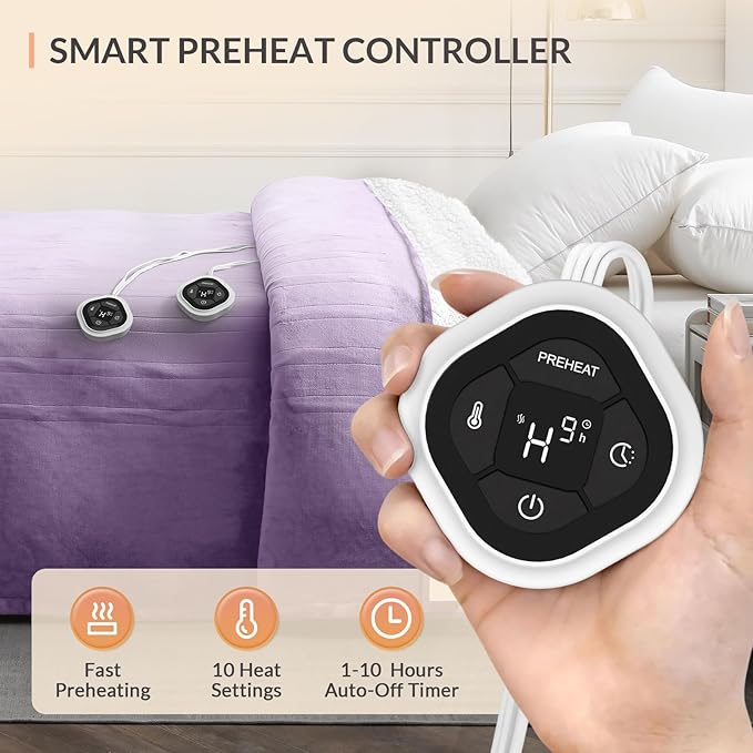 HOMLYNS LuxeHeat Heated Blanket Electric Blanket Queen Size, Soft Flannel - Image 2
