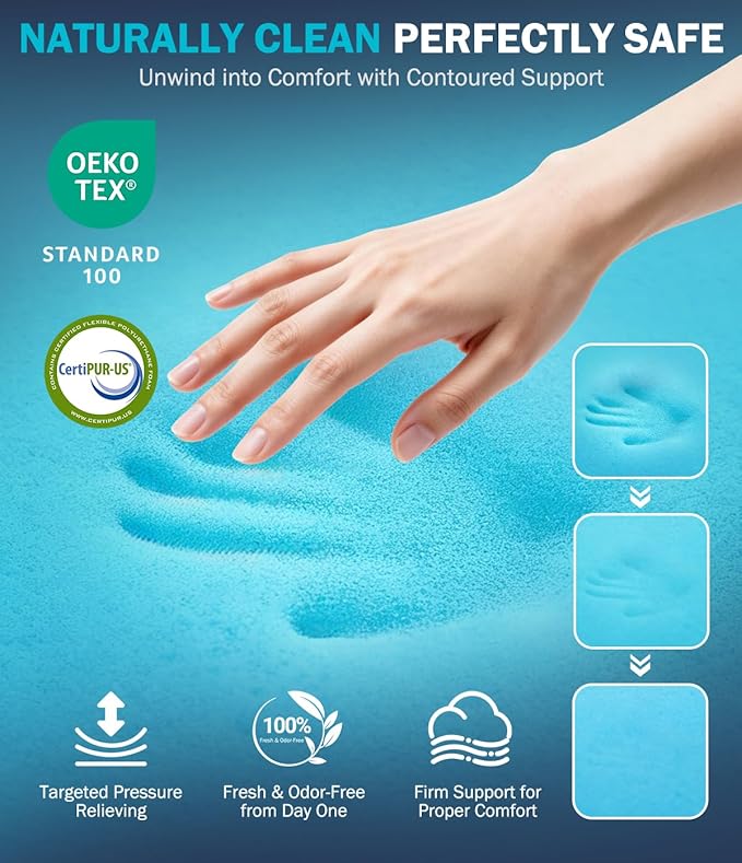 Dual Layer 4 Inch Memory Foam Mattress Topper Full Size, Medium Firm Mattress - Image 4