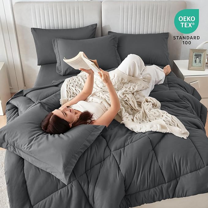 Sasttie Oversized Queen Comforter Set, 7 Pieces Extra Large Bed in a Bag - Image 5