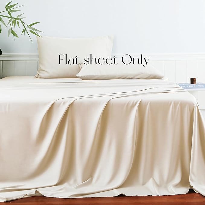 Bamboo Viscose Flat Sheets Only, 400 Thread Count Sateen Weave King Size Flat - Image 2