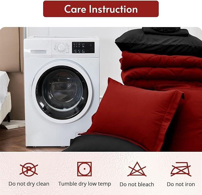 MUXHOMO 7 Pieces Queen Comforter Set, Reversible Bed in a Bag Queen Size - Image 9